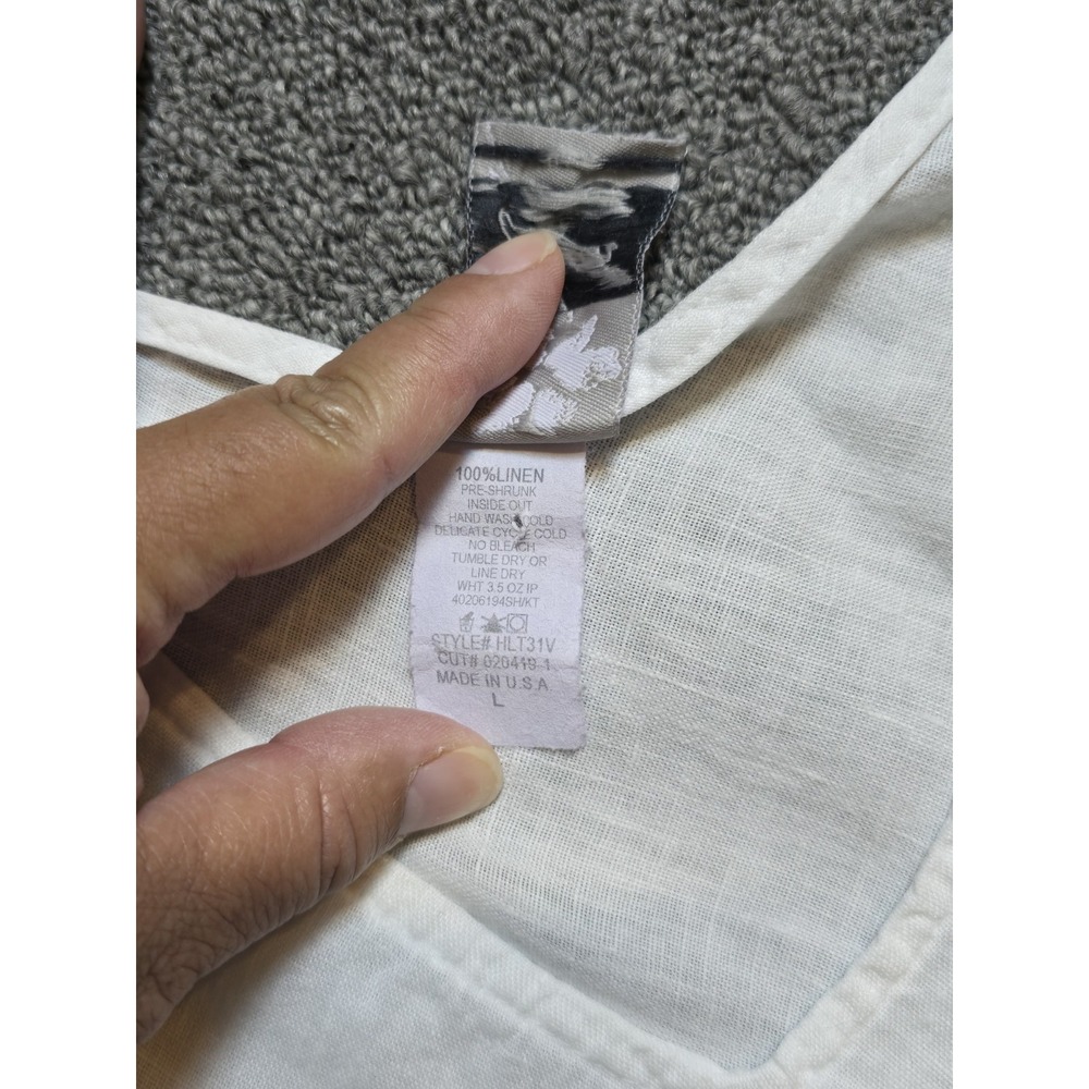 Match Point 100% Linen V-neck White Tank Top Size LARGE Summer/vacation - Picture 3 of 7